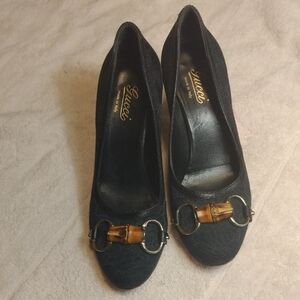 Gucci Black Bamboo Bit Heels